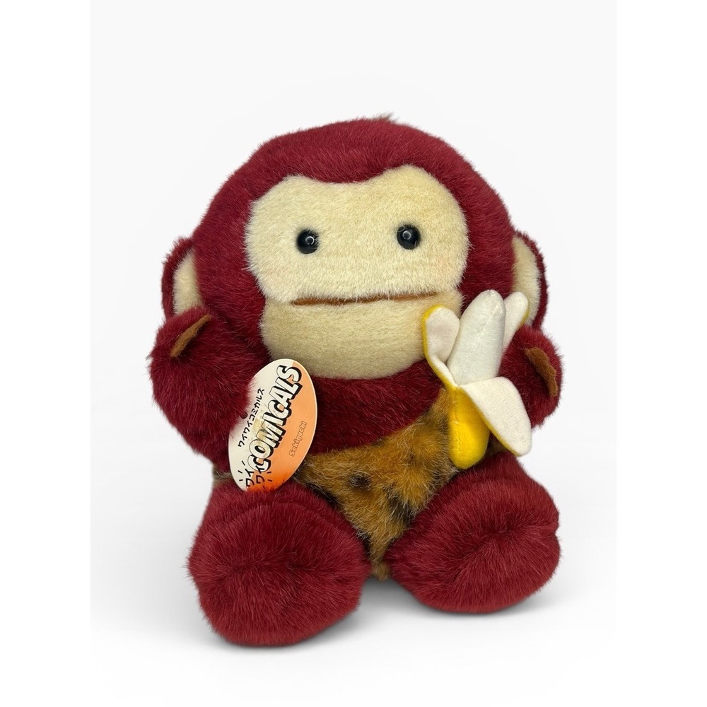 NWT Banana Chitan Sekiguchi Monchhichi Monkey Plush Dark‎ Red Burgundy 1991